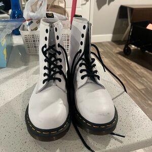 Dr. Martens White Boots with Black Accents